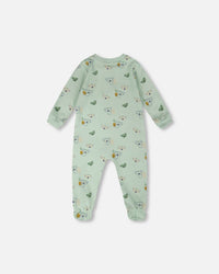 Organic Cotton Baby One-Piece Pyjama Green Koala Print - H30PA40_3H085