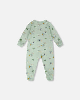 Organic Cotton Baby One-Piece Pyjama Green Koala Print - H30PA40_3H085