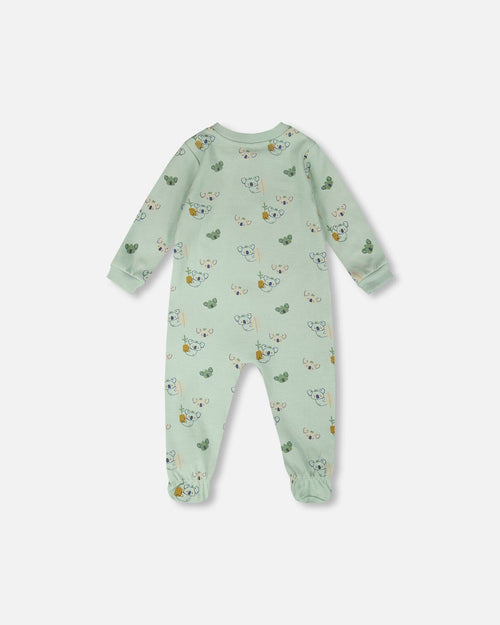 Organic Cotton Baby One-Piece Pyjama Green Koala Print - H30PA40_3H085