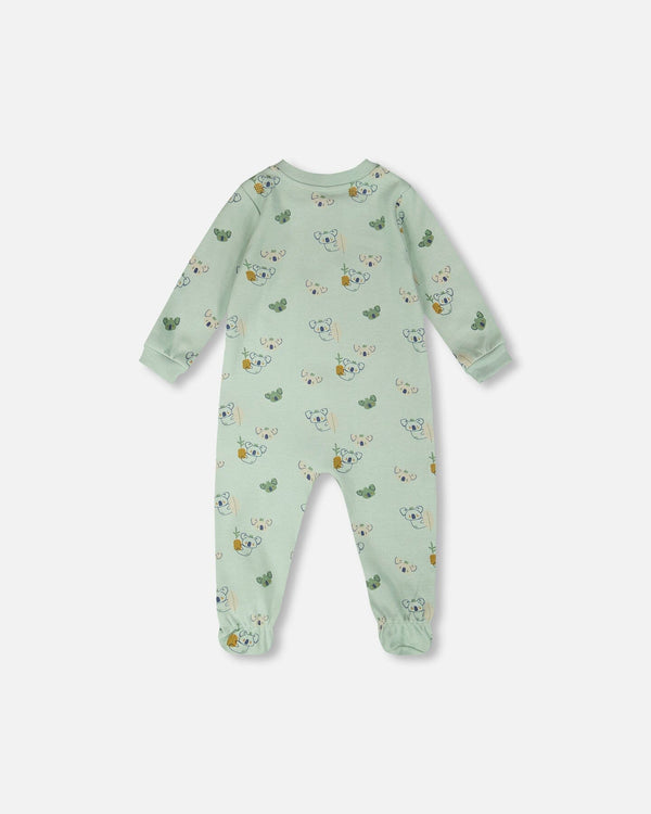 Organic Cotton Baby One-Piece Pyjama Green Koala Print - H30PA40_3H085
