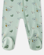 Organic Cotton Baby One-Piece Pyjama Green Koala Print - H30PA40_3H085
