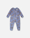 Organic Cotton Baby One-Piece Pyjama Blue Dog Print - H30PA40_3H091