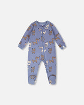 Organic Cotton Baby One-Piece Pyjama Blue Dog Print