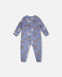 Organic Cotton Baby One-Piece Pyjama Blue Dog Print - H30PA40_3H091