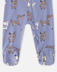 Organic Cotton Baby One-Piece Pyjama Blue Dog Print - H30PA40_3H091