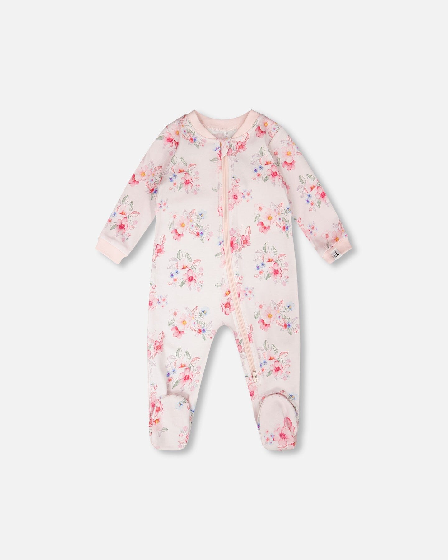 Organic Cotton Baby One-Piece Pyjama Pink Flower Print - H30PA40_3H092