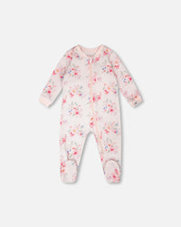 Organic Cotton Baby One-Piece Pyjama Pink Flower Print - H30PA40_3H092