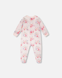 Organic Cotton Baby One-Piece Pyjama Pink Flower Print - H30PA40_3H092