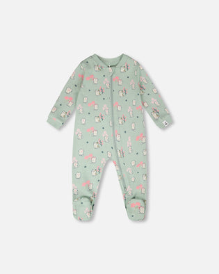 Organic Cotton Baby One-Piece Pyjama Blue Kitten Print - H30PA40_3H093