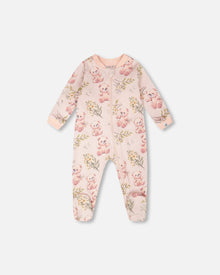 Organic Cotton Baby One-Piece Pyjama Pale Pink Bear Print - H30PA40_3H094
