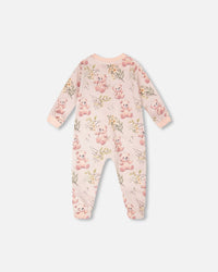 Organic Cotton Baby One-Piece Pyjama Pale Pink Bear Print - H30PA40_3H094