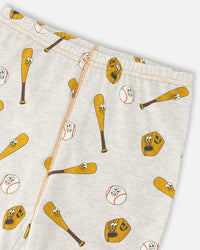 Organic Cotton Two-Piece Pyjama Set Grey Mix Baseball Print - H30PB10US_3H090