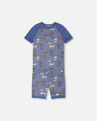 Organic Cotton Two-Piece Pyjama Set Blue Dog Print - H30PB10US_3H091