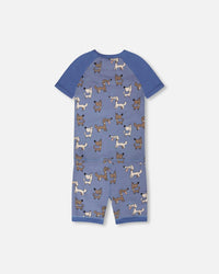 Organic Cotton Two-Piece Pyjama Set Blue Dog Print - H30PB10US_3H091