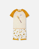 Organic Cotton Two-Piece Pyjama Set Grey Mix Baseball Print - H30PB10_3H090