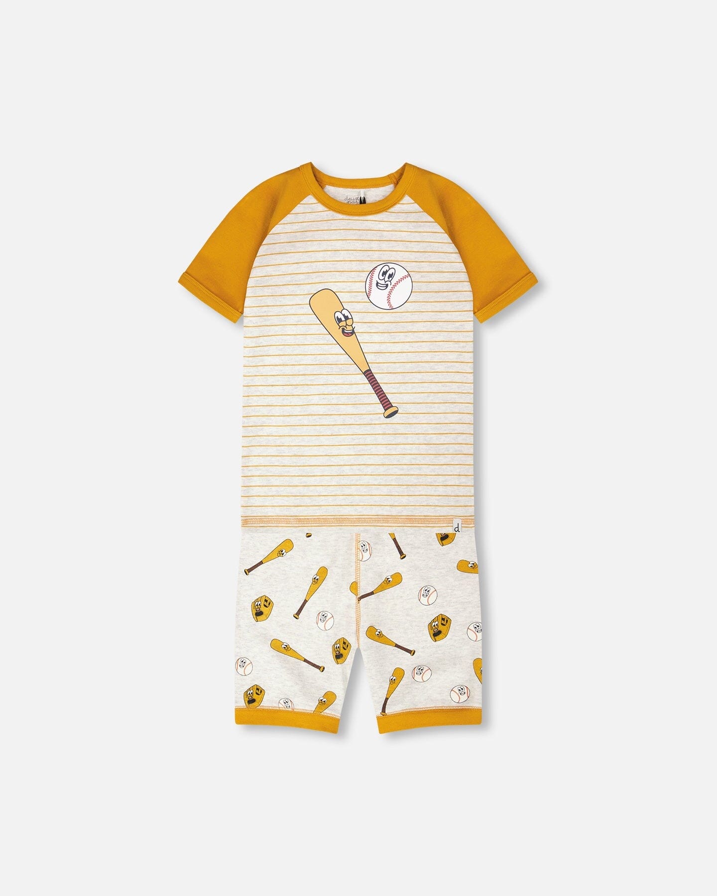 Organic Cotton Two-Piece Pyjama Set Grey Mix Baseball Print - H30PB10_3H090