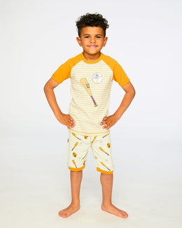Organic Cotton Two-Piece Pyjama Set Grey Mix Baseball Print - H30PB10_3H090
