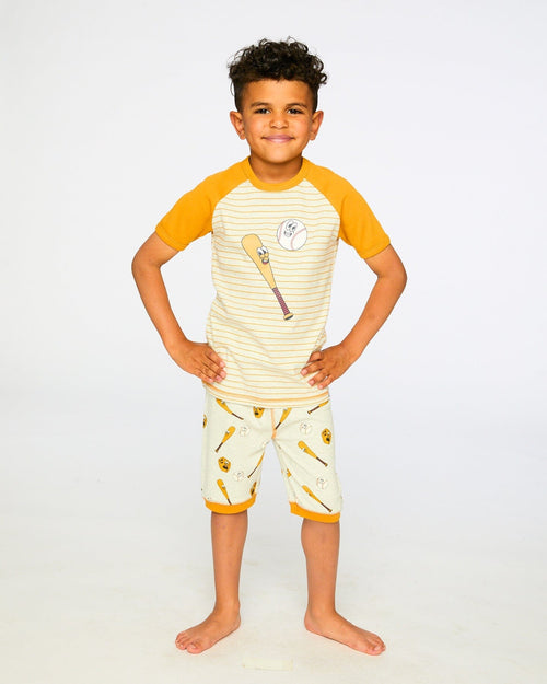 Organic Cotton Two-Piece Pyjama Set Grey Mix Baseball Print - H30PB10_3H090
