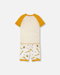 Organic Cotton Two-Piece Pyjama Set Grey Mix Baseball Print - H30PB10_3H090