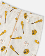 Organic Cotton Two-Piece Pyjama Set Grey Mix Baseball Print - H30PB10_3H090