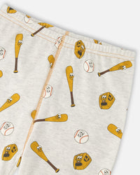 Organic Cotton Two-Piece Pyjama Set Grey Mix Baseball Print - H30PB10_3H090