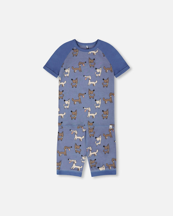 Organic Cotton Two-Piece Pyjama Set Blue Dog Print - H30PB10_3H091