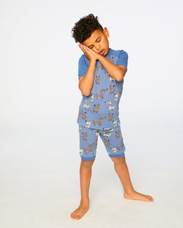 Organic Cotton Two-Piece Pyjama Set Blue Dog Print - H30PB10_3H091