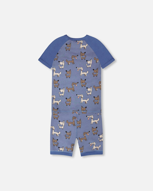 Organic Cotton Two-Piece Pyjama Set Blue Dog Print - H30PB10_3H091