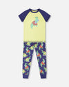 Organic Cotton Two-Piece Pyjama Set Blue Dino Print - H30PB11US_3H087