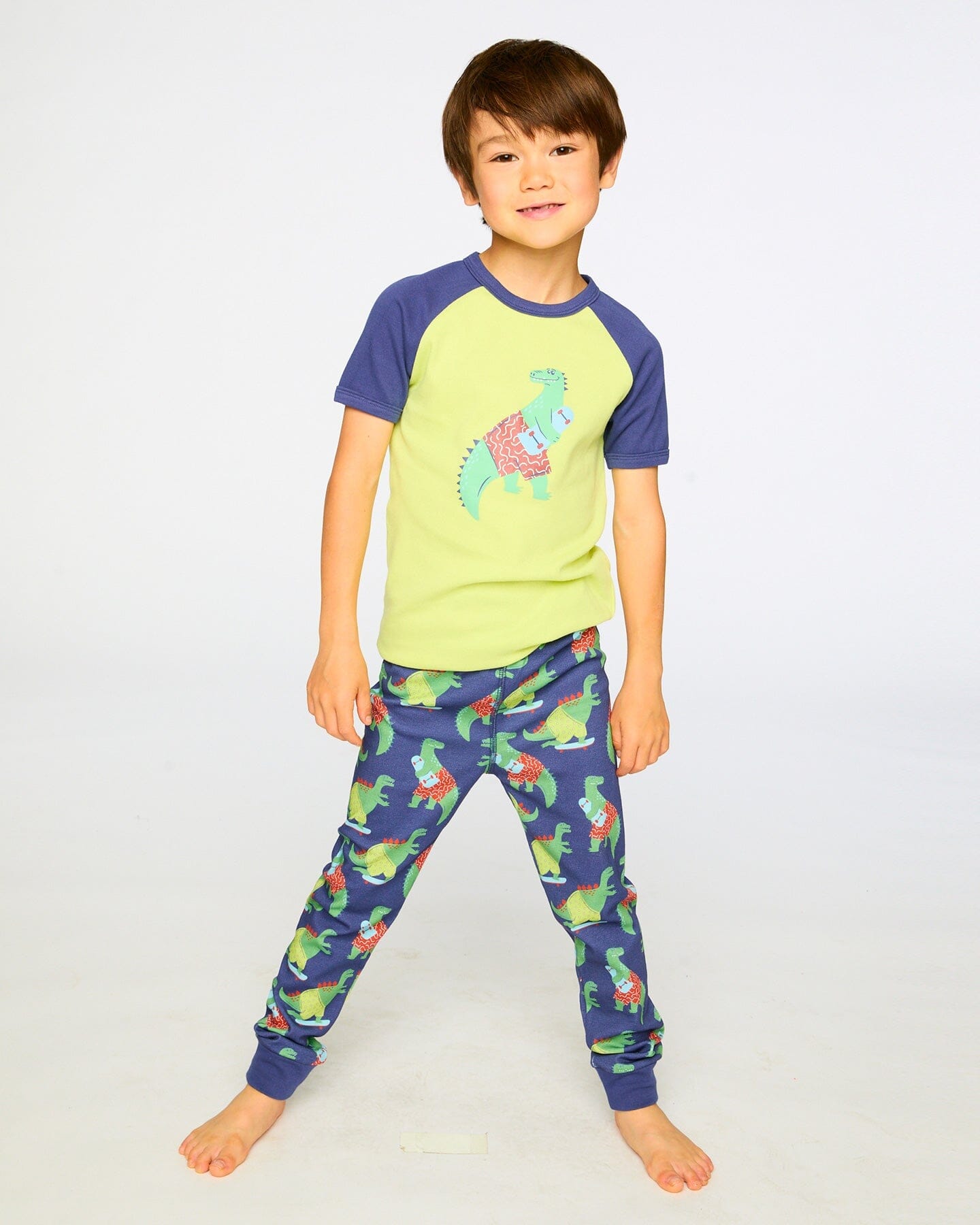 Organic Cotton Two-Piece Pyjama Set Blue Dino Print - H30PB11US_3H087
