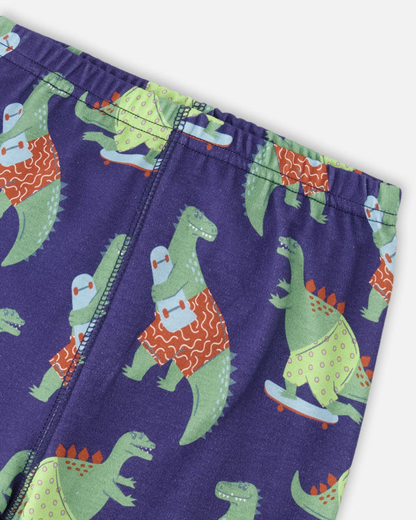 Organic Cotton Two-Piece Pyjama Set Blue Dino Print - H30PB11US_3H087