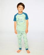 Organic Cotton Two-Piece Pyjama Set Green Crocodile Print - H30PB11US_3H089