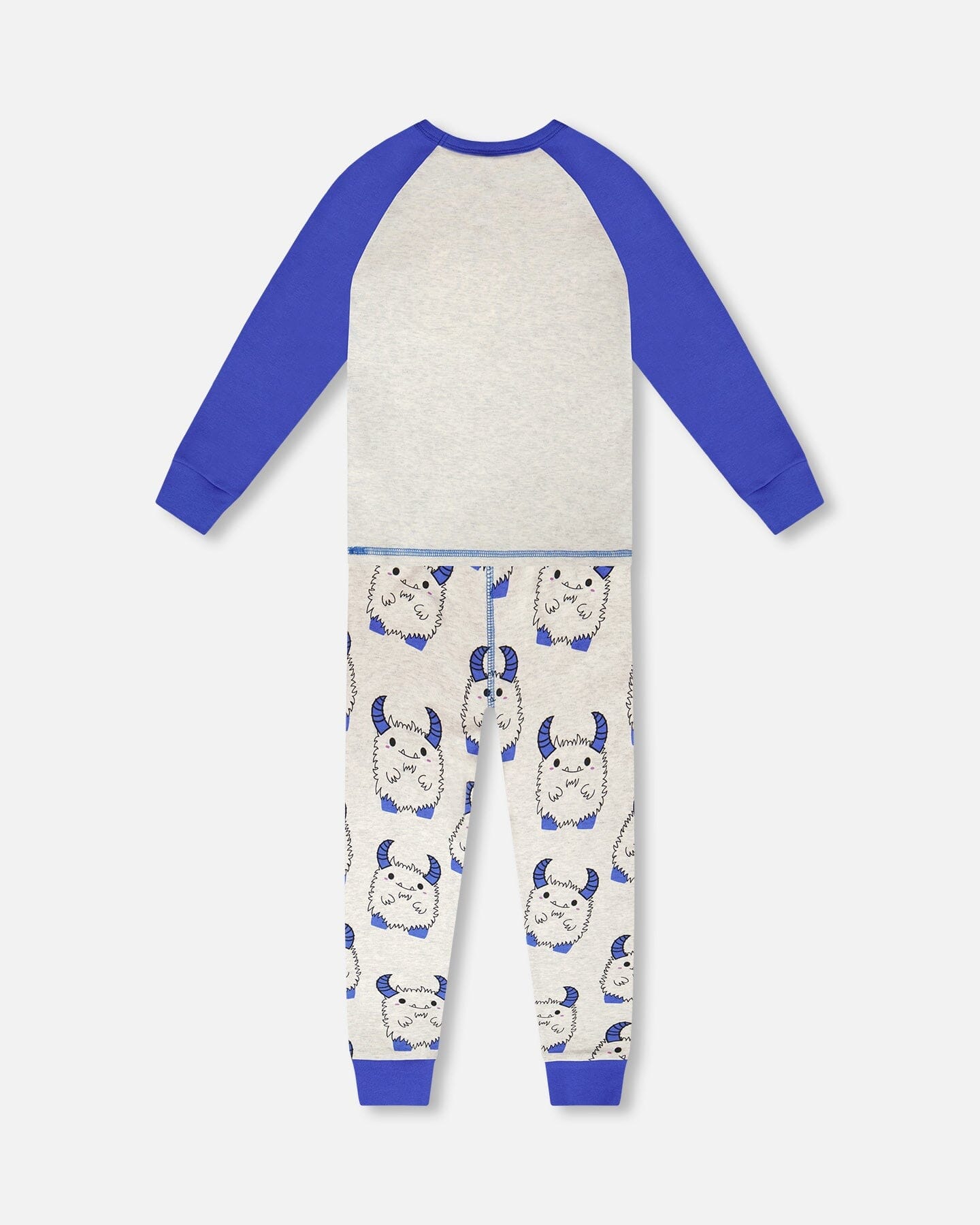 Organic Cotton Two-Piece Pyjama Set Grey Mix Monster Print - H30PB12US_3H086