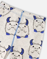 Organic Cotton Two-Piece Pyjama Set Grey Mix Monster Print - H30PB12US_3H086