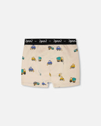 Organic Cotton Boxer Beige Truck Print - H30PB60_3H088