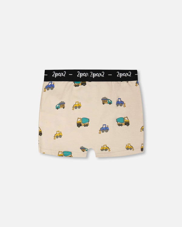 Organic Cotton Boxer Beige Truck Print - H30PB60_3H088
