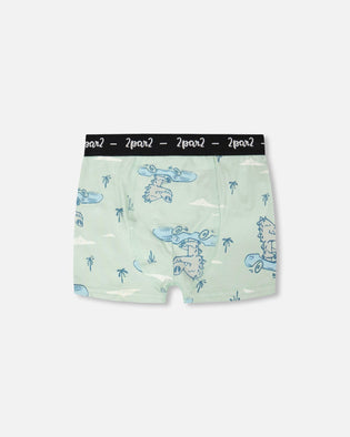 Organic Cotton Boxer Green Crocodile Print - H30PB60_3H089