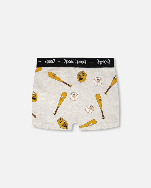Organic Cotton Boxer Grey Mix Baseball Print - H30PB60_3H090