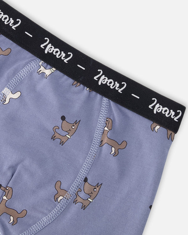 Organic Cotton Boxer Blue Dog Print - H30PB60_3H091