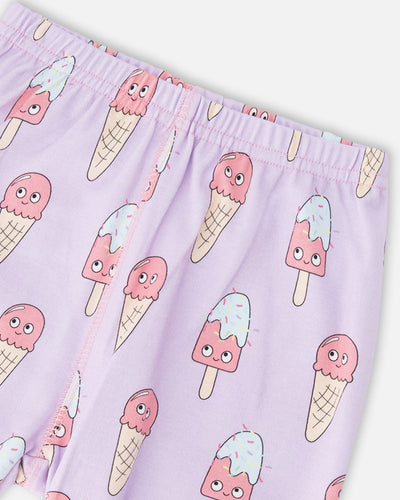 Organic Cotton Two-Piece Pyjama Set Lilac Printed Ice Creams - H30PG10US_3H099