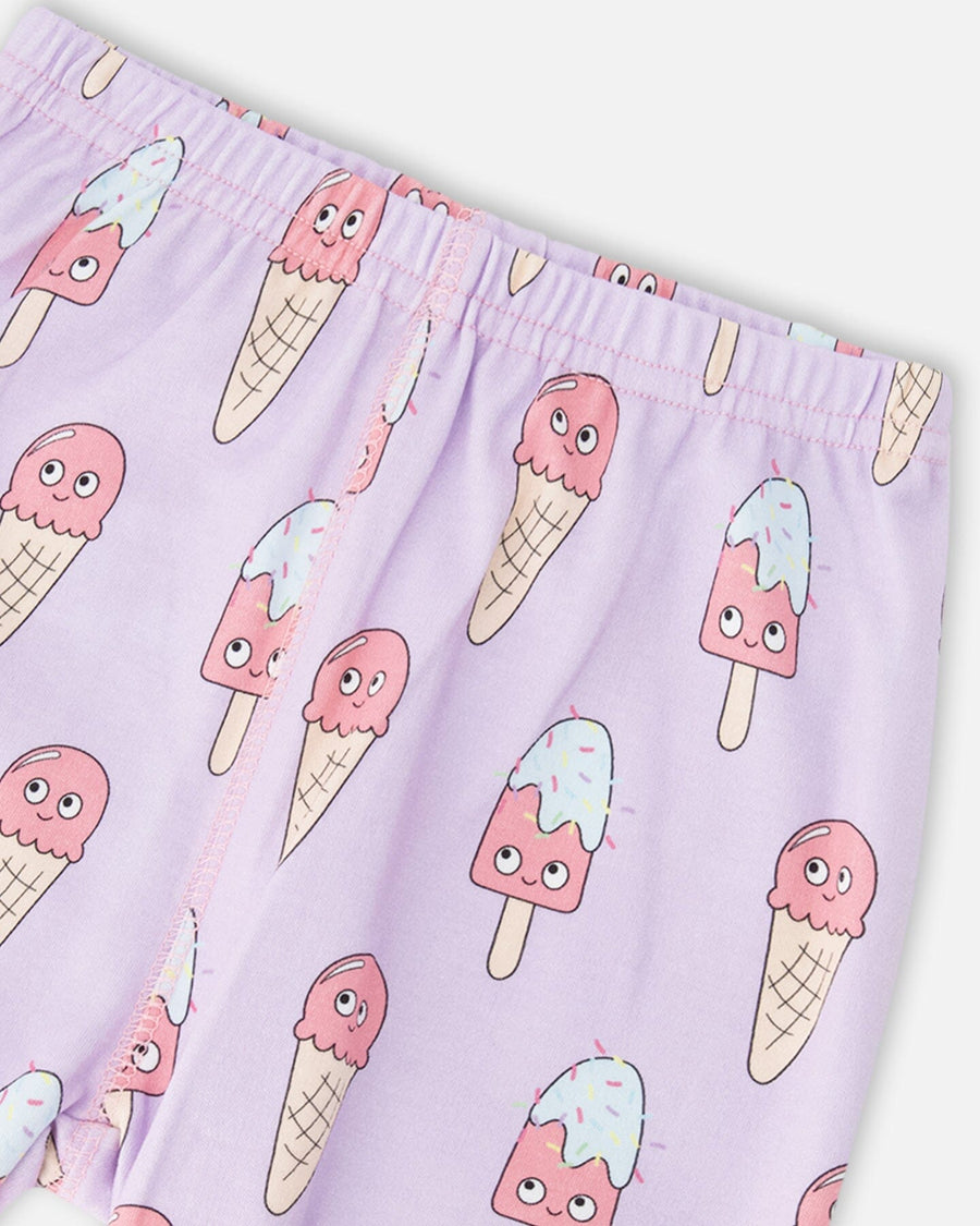 Organic Cotton Two-Piece Pyjama Set Lilac Printed Ice Creams - H30PG10US_3H099
