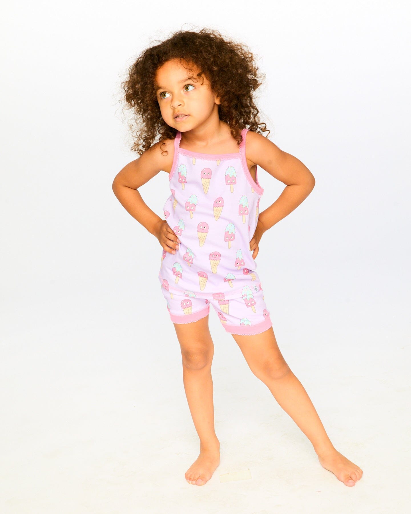 Organic Cotton Two-Piece Pyjama Set Lilac Printed Ice Creams - H30PG10_3H099