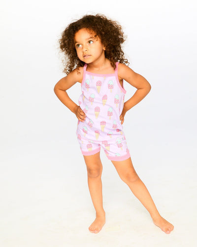 Organic Cotton Two-Piece Pyjama Set Lilac Printed Ice Creams - H30PG10_3H099