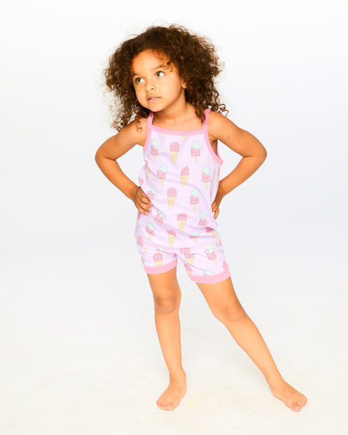 Organic Cotton Two-Piece Pyjama Set Lilac Printed Ice Creams - H30PG10_3H099