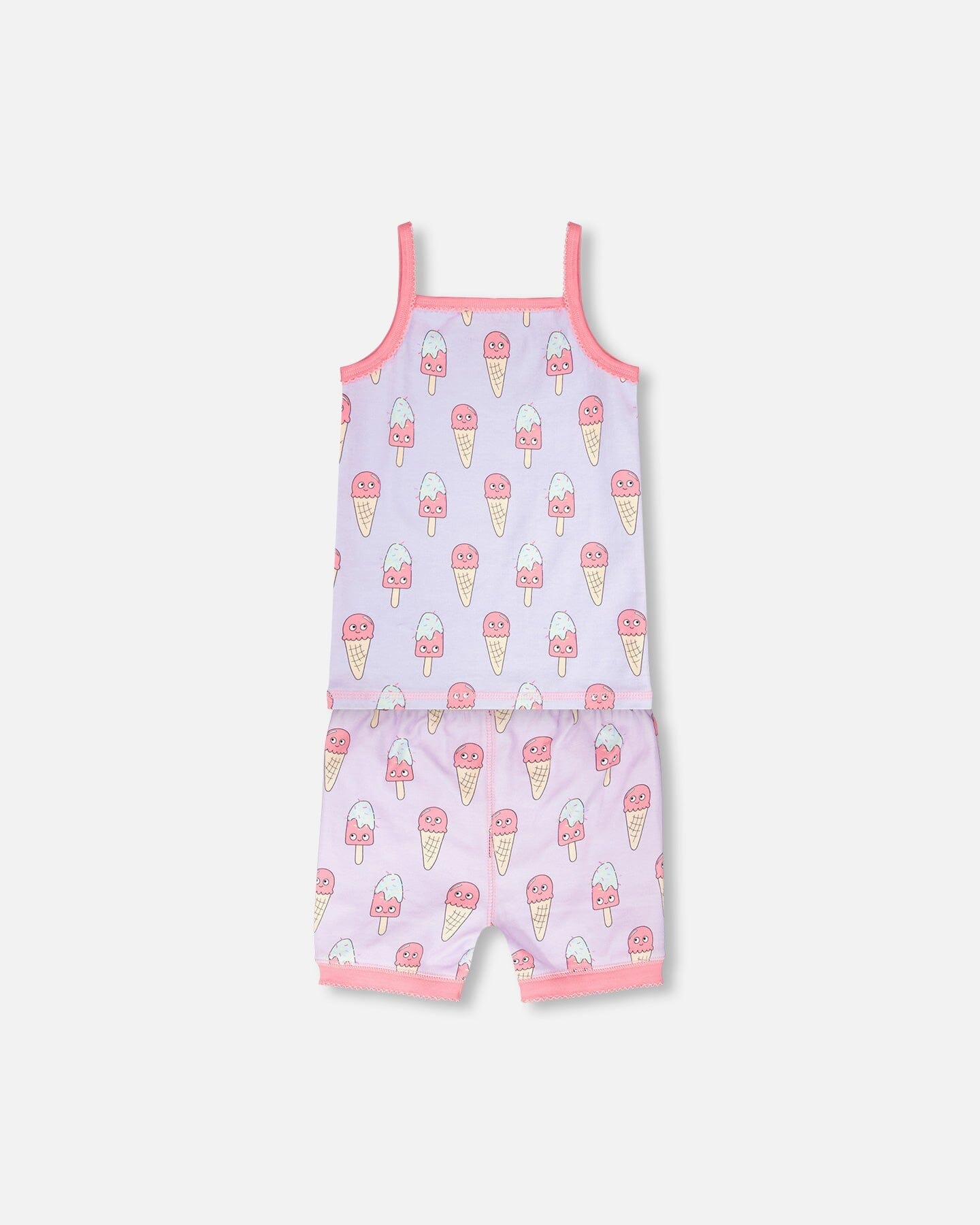 Organic Cotton Two-Piece Pyjama Set Lilac Printed Ice Creams - H30PG10_3H099