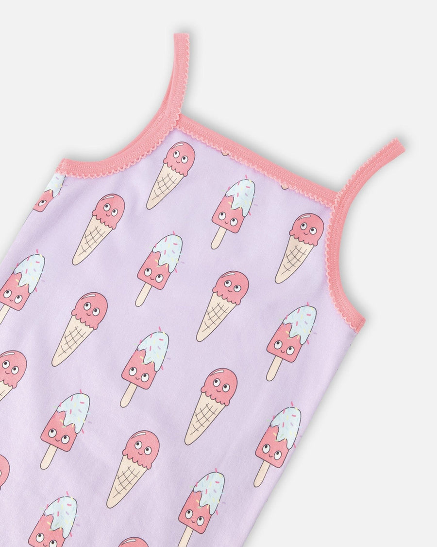 Organic Cotton Two-Piece Pyjama Set Lilac Printed Ice Creams - H30PG10_3H099
