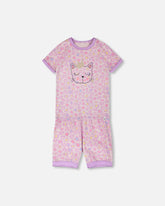 Organic Cotton Two-Piece Pyjama Set Purple Animal Print
