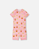 Organic Cotton Two-Piece Pyjama Set Pink Cupcake Print - H30PG11_3H096