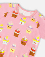 Organic Cotton Two-Piece Pyjama Set Pink Cupcake Print - H30PG11_3H096
