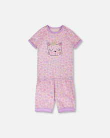 Organic Cotton Two-Piece Pyjama Set Purple Animal Print - H30PG11_3H097